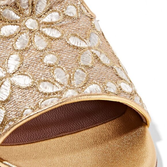 Laurence Dacade Rush Gold Brocade Heels - Picture 7 of 9